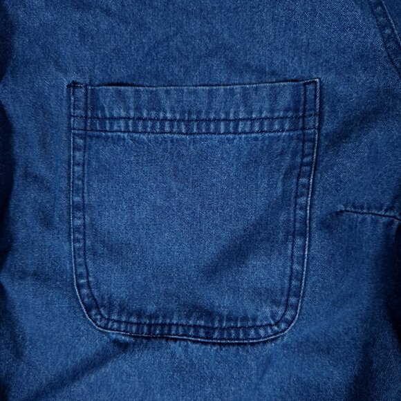 Country Store Floral Embroidered Blue Denim Shirt Womens 2X Long Sleeve Boho - Picture 6 of 16